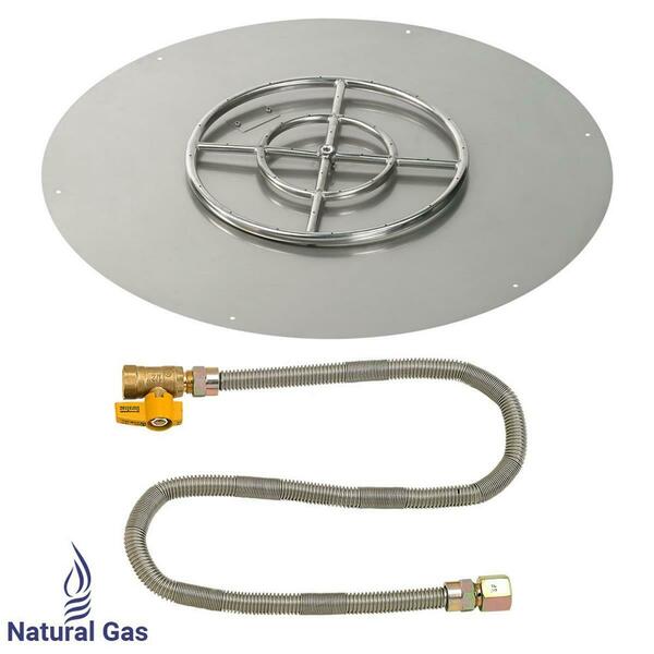 American Fireglass 30 In. Round Stainless Steel Flat Pan With Match Light Kit - Natural Gas SS-RFPMKIT-N-30